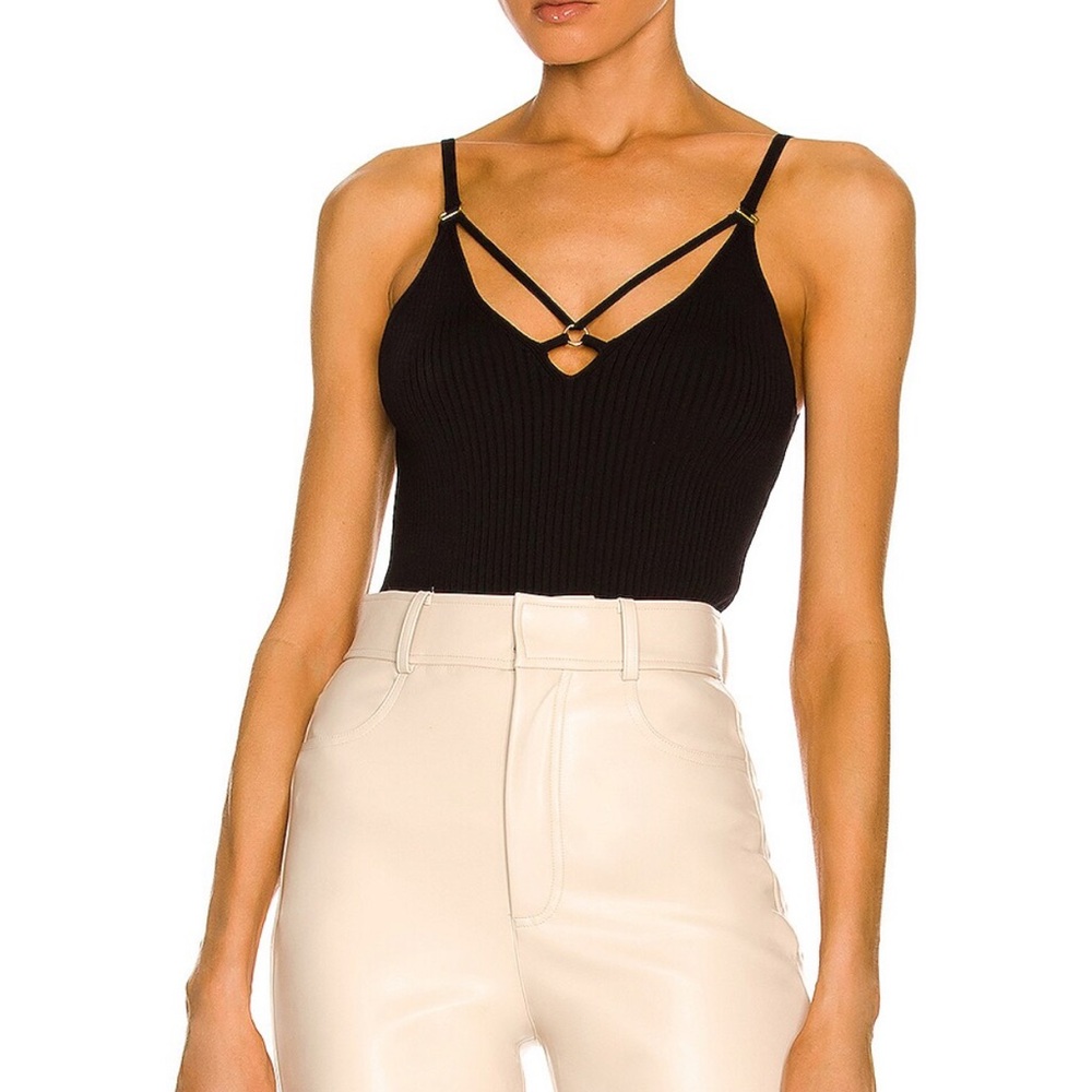 Jonathan Simkhai Black Bustier Cut Out Bodysuit